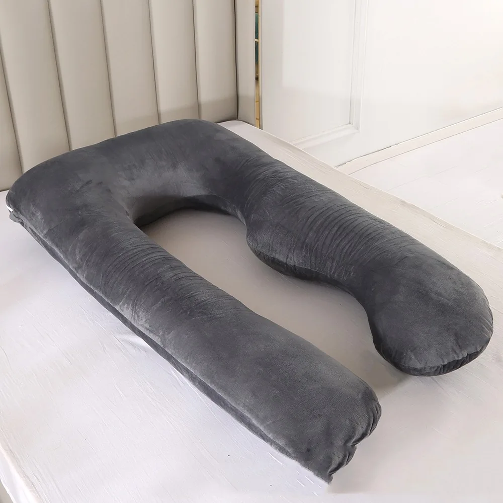Almohada en U de terciopelo Orlubi, color gris