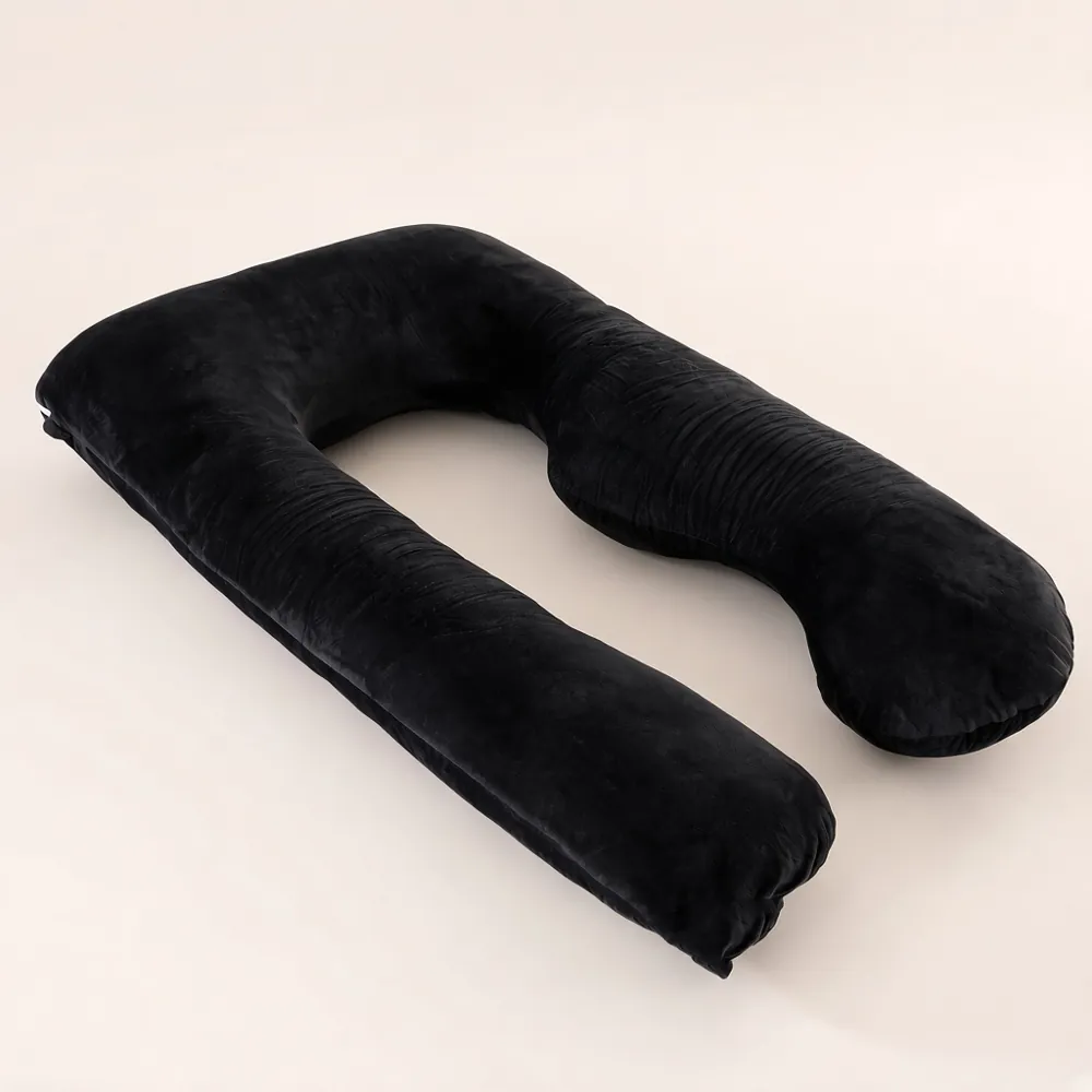 Almohada en U de terciopelo Orlubi, color negro